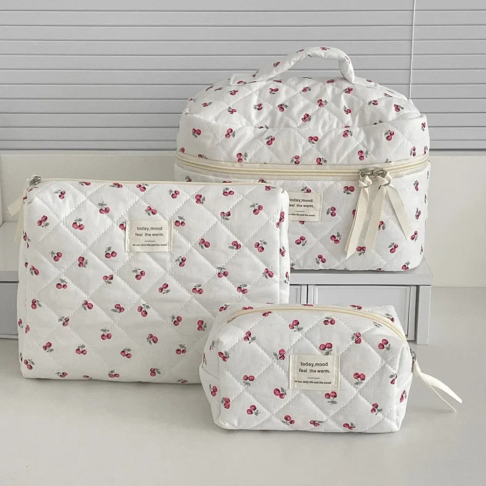 sac à main vintage imprimé feuilles pour femmes, grande capacité, pochette de rangement de maquillage, cosmétiques et de toilette, organisateur de voyage, pochette matelassée