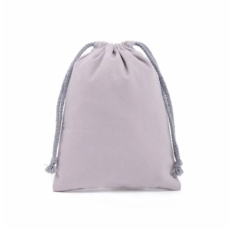 sac d'emballage en toile de coton et polyester avec cordon de serrage, personnalisable avec logo, blanc uni, pour cadeaux et rangement