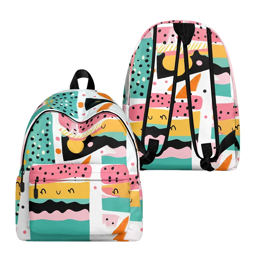sac à dos imprimé blocs de couleurs à pois, sacs à crayons, sangles réglables, léger et durable, kit essentiel pour l'école de voyage pour adolescents
