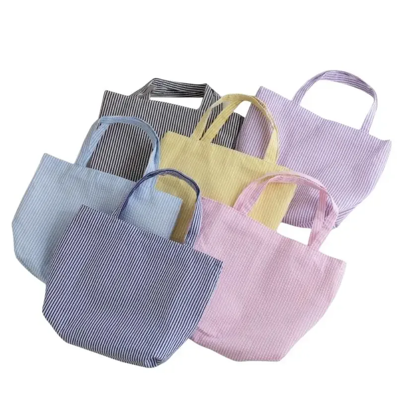 sac voyage tissu non tissé rayures blanc noire bleu clair capacité grande polyvalent sortie travail