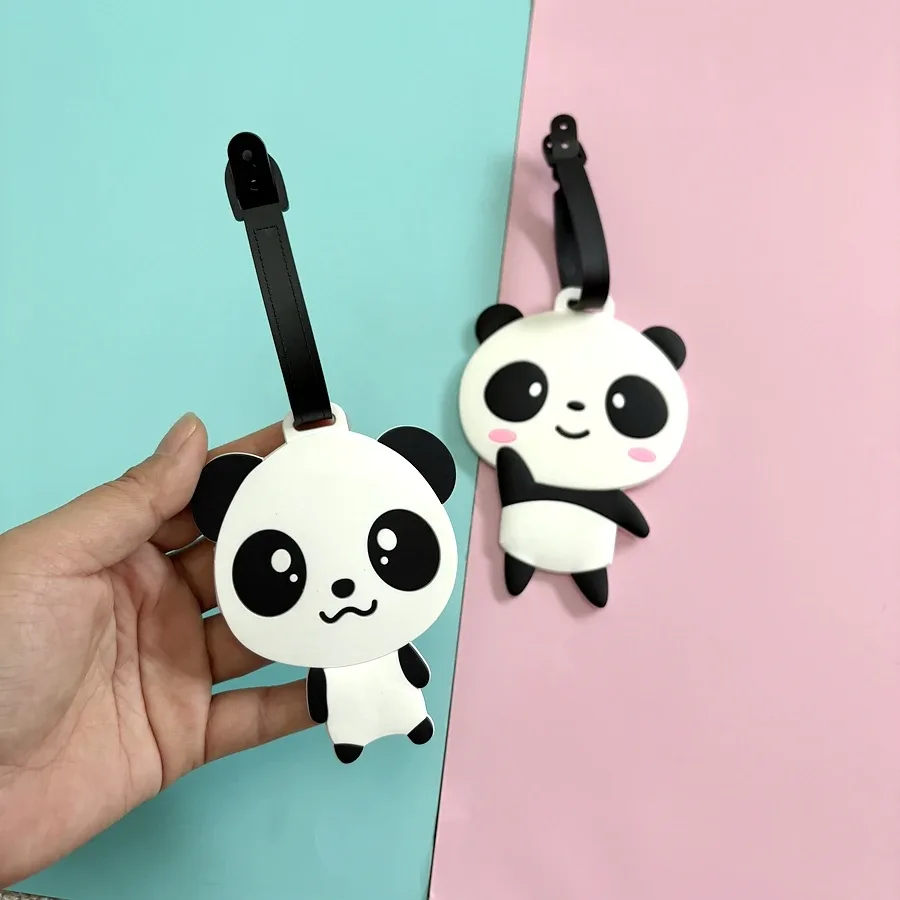 étiquette de bagage panda mignon, 1 pièce/2 pièces, pour voyage d'affaires, aéroport, sac à dos, anti-perte, étiquette d'identification, pendentif, signe de nom de travail