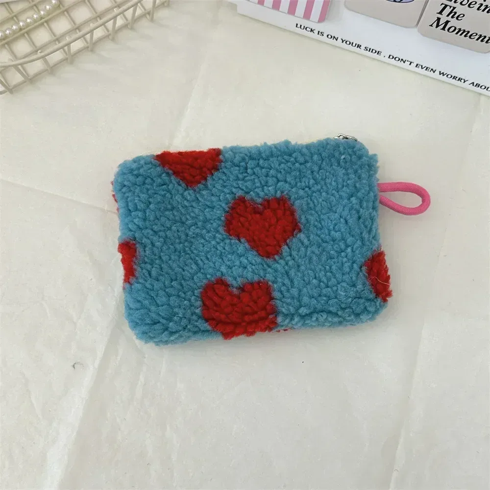 coeur imprimé mignon petit rouge à lèvres sac cosmétique voyage maquillage organisateur toilette sac de rangement pochette porte-carte sac à main sacs