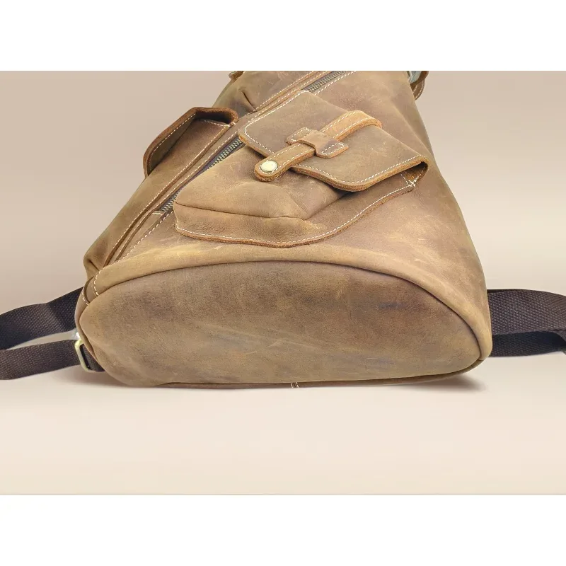 nouveau sac à dos décontracté en cuir de vache pour hommes, sac à dos vintage de grande capacité pour alpiniste, sac de voyage pour hommes