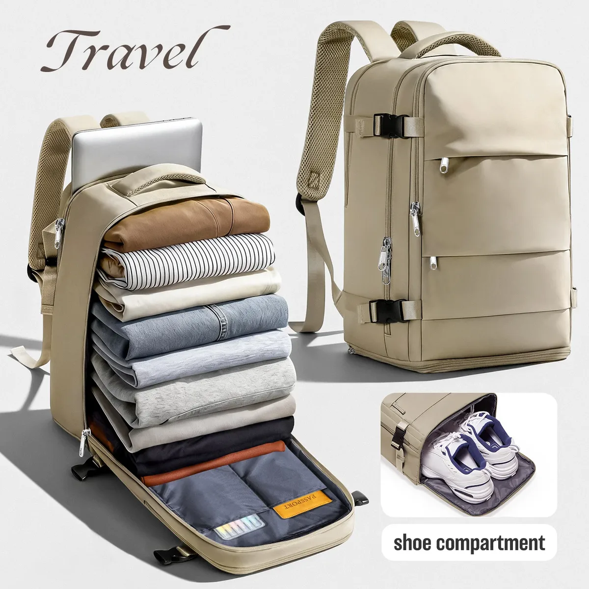 Sac Dos Nylon Unisexe Vert Olive Poche Limon Compartiment Ordinateur Portable Ceinture Air Voyage Décontracté