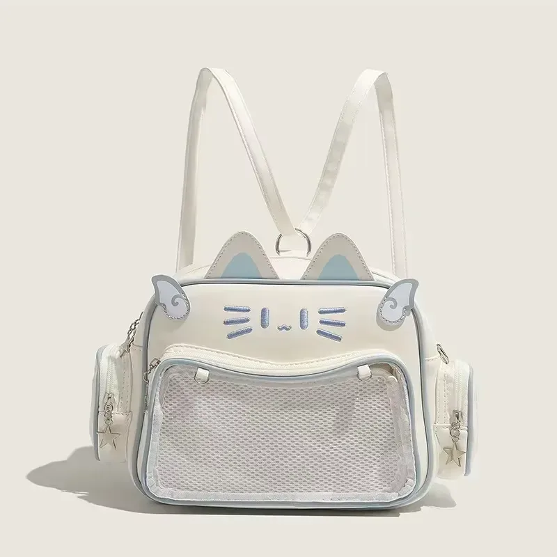 y2k coréen japon kawaii chat ita sac pu filles mignonnes poche transparente esthétique épaule sacs à bandoulière sacs à dos de mode pour femmes