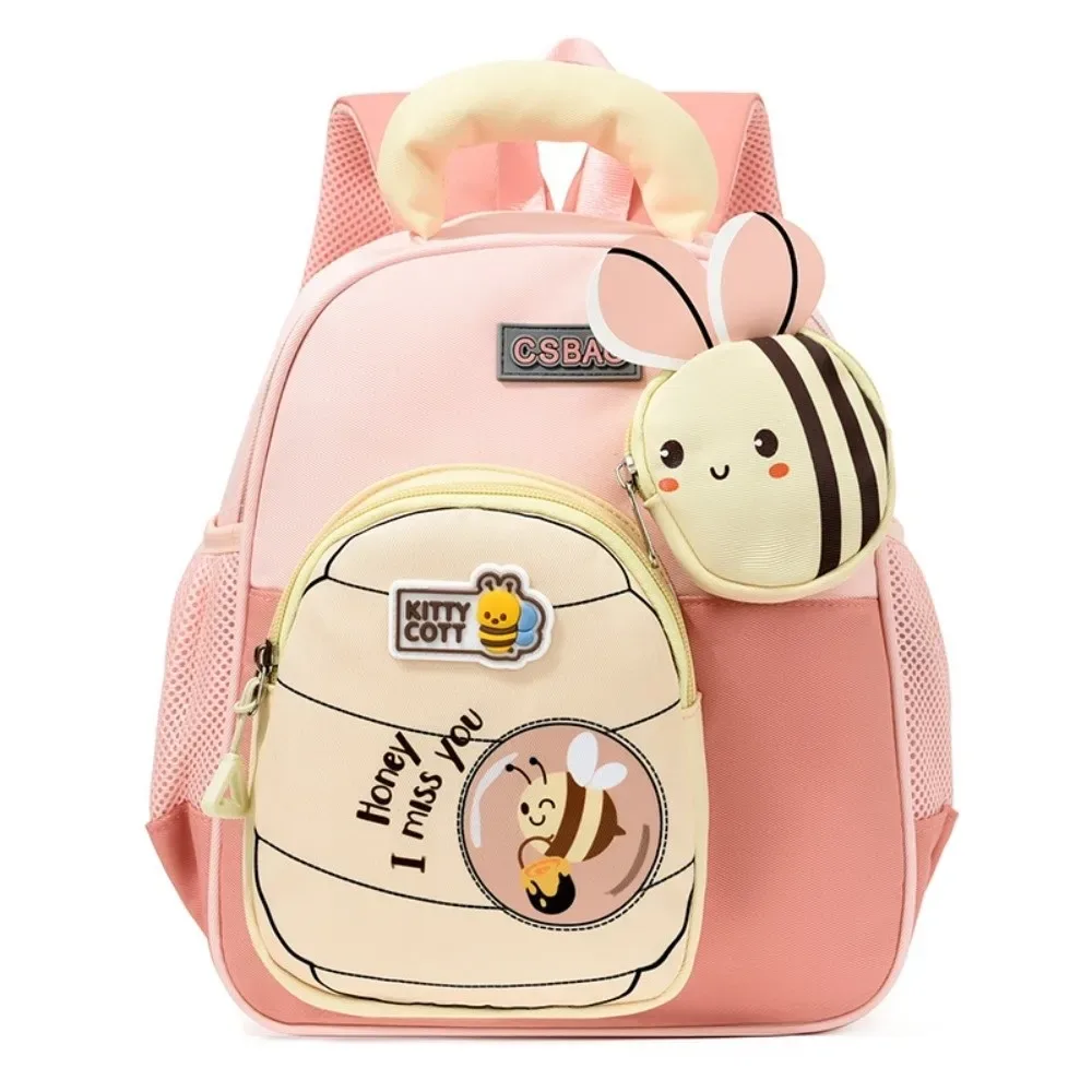sac à dos pour enfants motif petite abeille de dessin animé, bretelles élargies, ergonomique, léger, soulage la charge, sac à dos pour la maternelle.