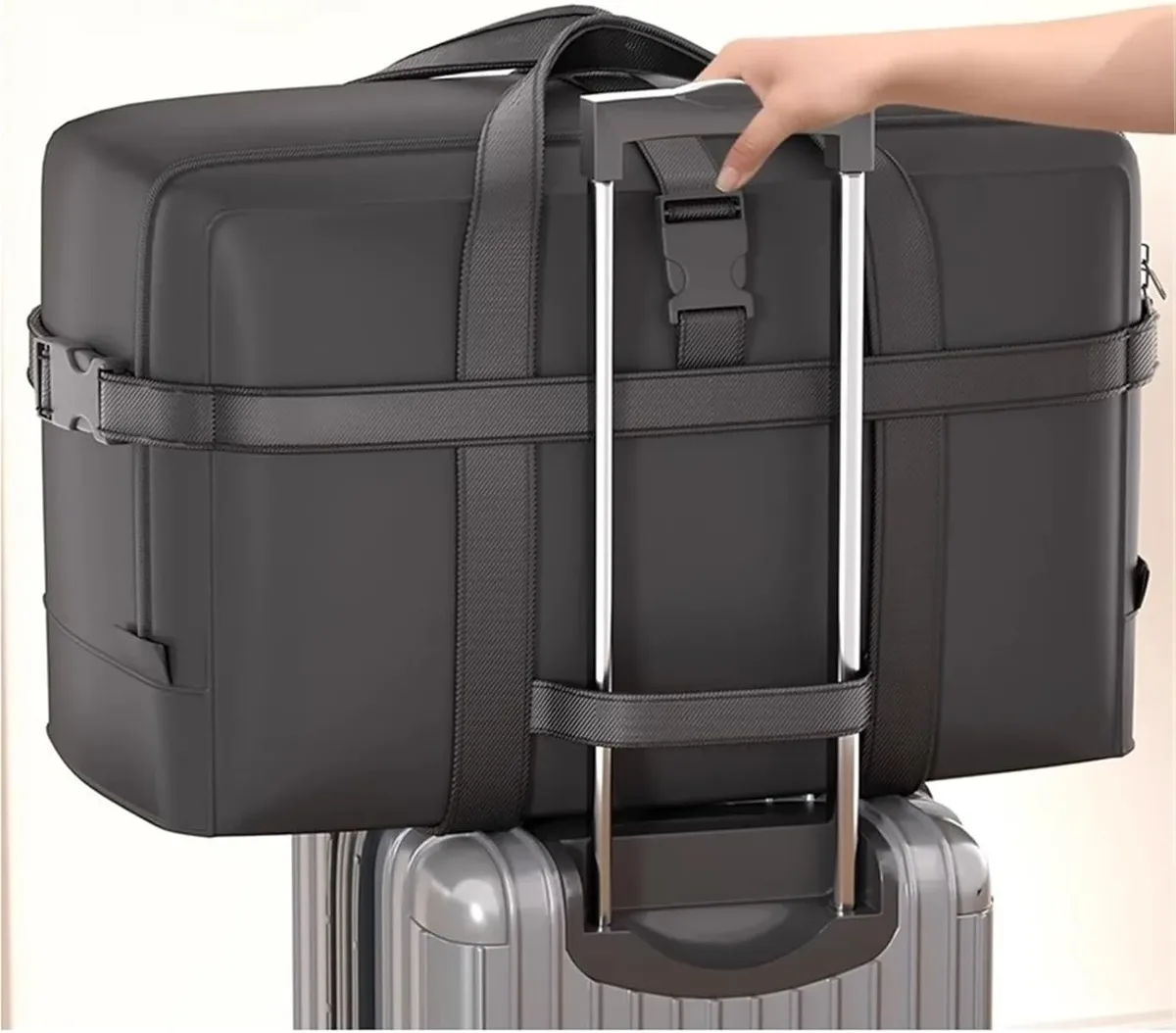 grand sac de voyage pliable et imperméable, sac à main durable, design peu encombrant pour valise à roulettes