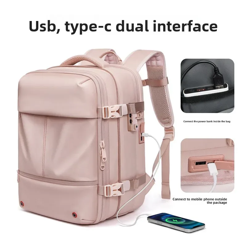 sac à dos à compression sous vide pour femmes, sac de voyage de grande capacité avec séparation humide et sèche, sac à bandoulière extensible