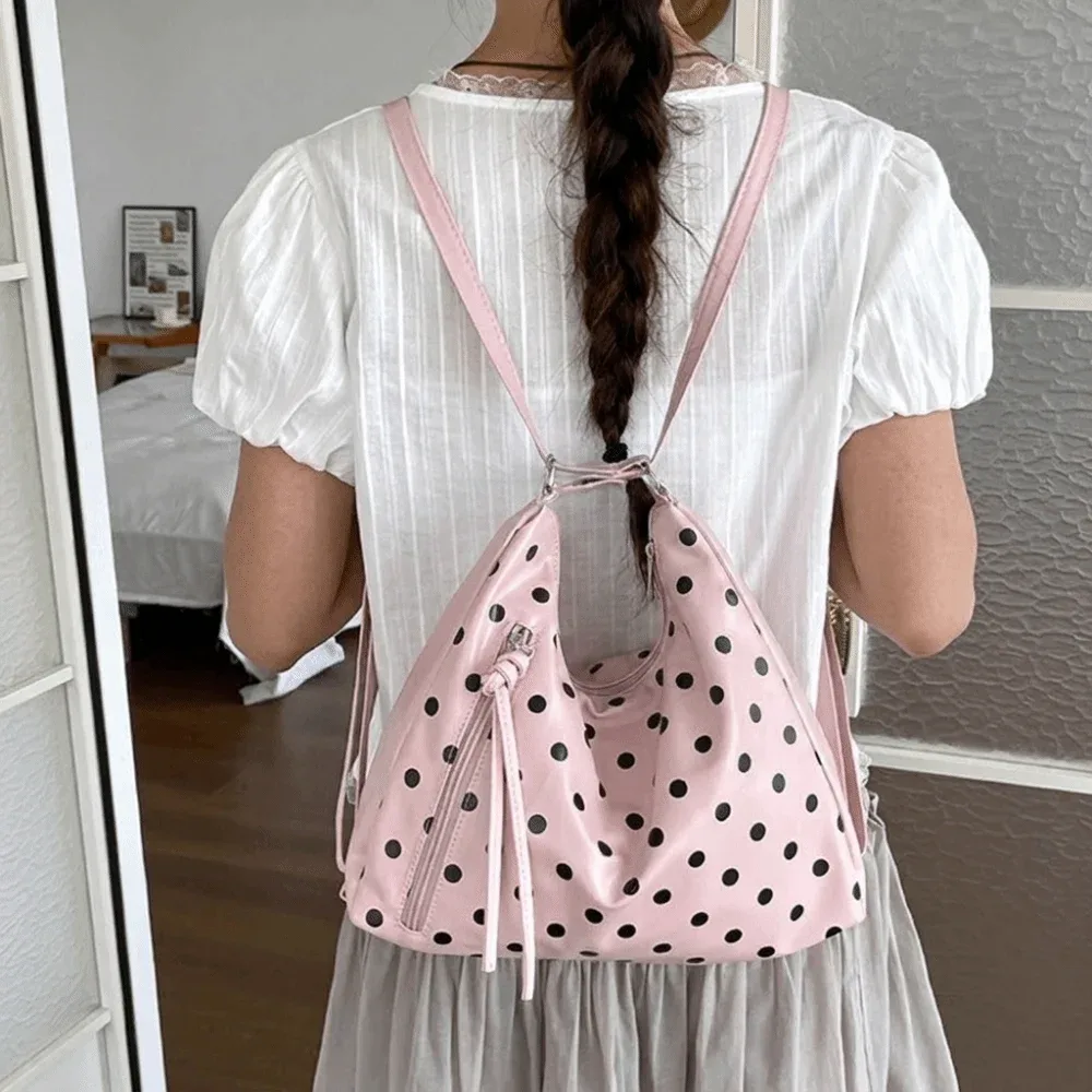 sac à bandoulière en cuir pu à pois, grande capacité, sac à dos, sac fourre-tout léger, sac sous le bras, sac seau, sac de travail