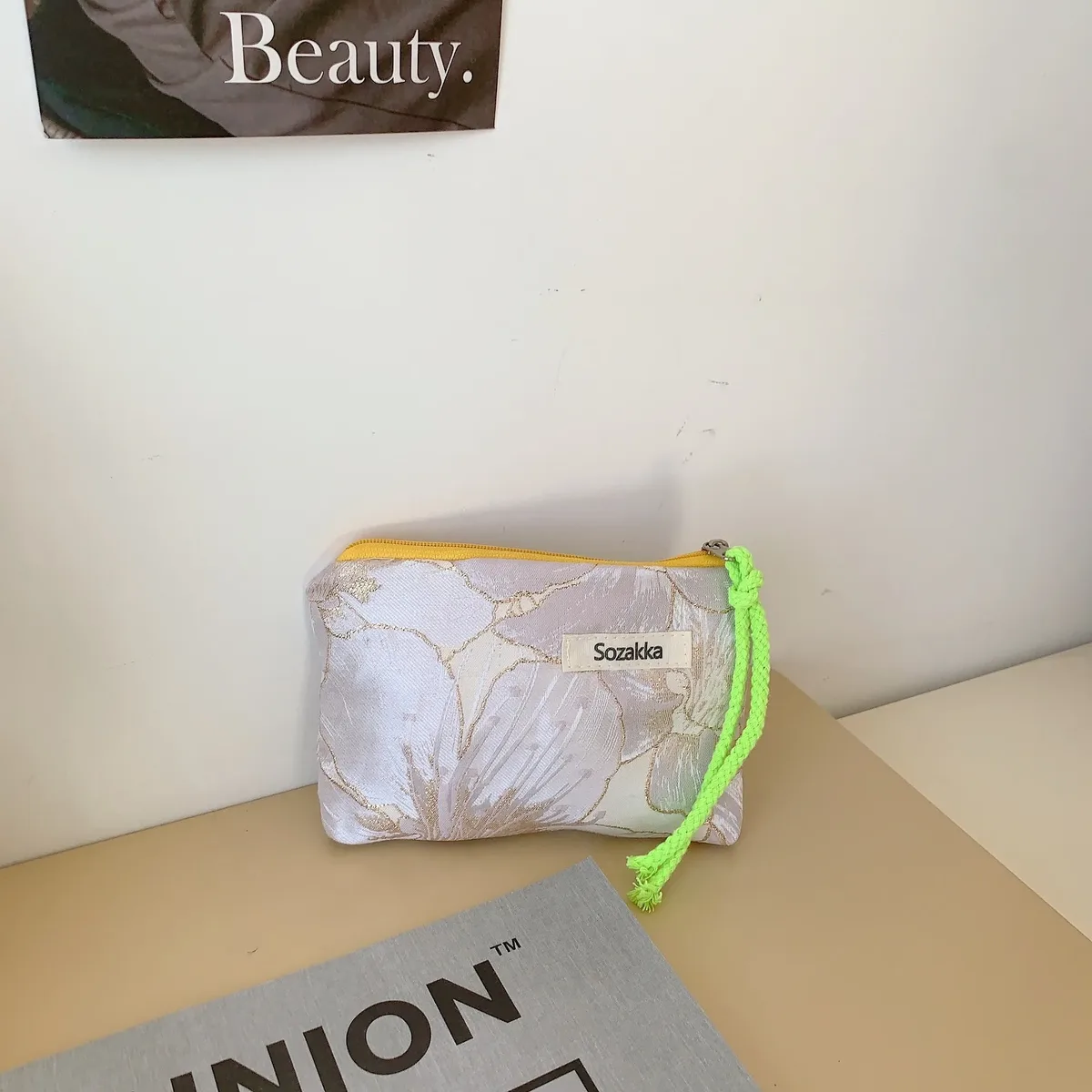 kawaii – porte-monnaie de voyage à fleurs, petit sac de rangement pour cosmétiques, rouge à lèvres, sacs à main de maquillage mignons pour femmes, portefeuille, pochette de rangement, sacs pour cartes