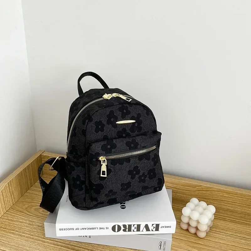 mini petit sac à dos à bandoulière en cuir pu, pochette multifonction pour téléphone pour dames, sac à dos d'école imprimé floral pour dames