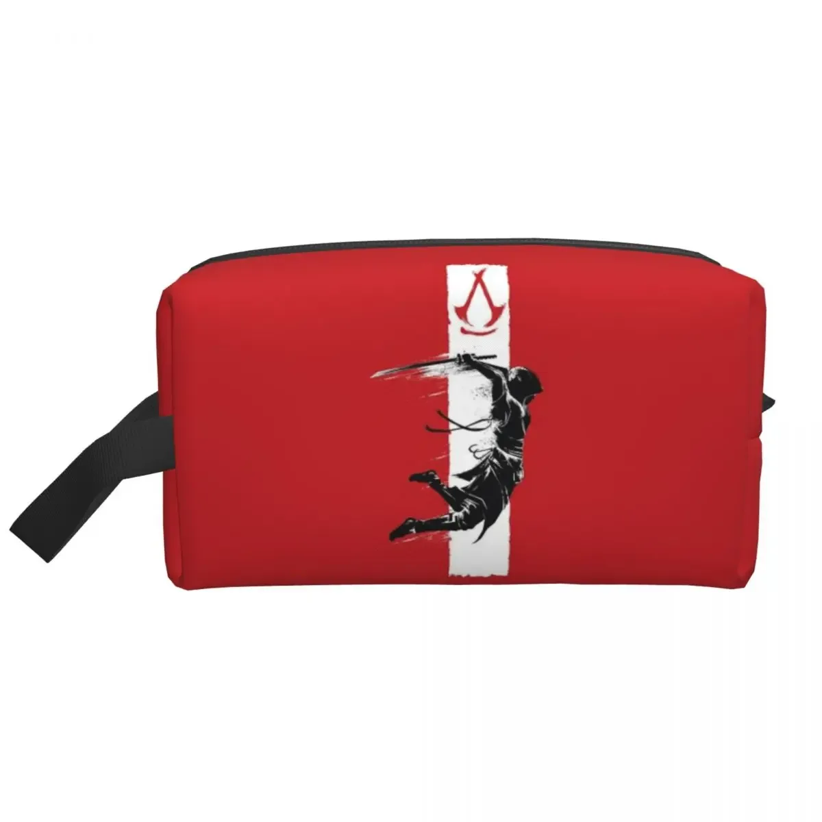 trousse polyester motif géométrique figure blanc rouge epée classique imperméable cosmétique voyage sacoche maquillage