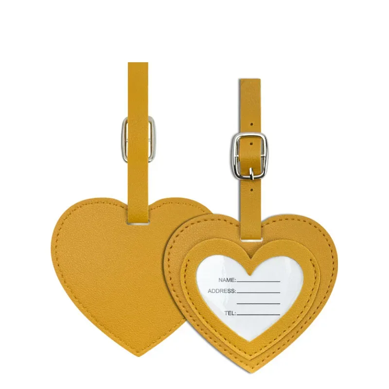 étiquettes de bagage en cuir pu épaissi, design créatif 'love', pour cartes d'embarquement, accessoires de voyage et de vacances, étiquettes d'identification nominative pour le check-in