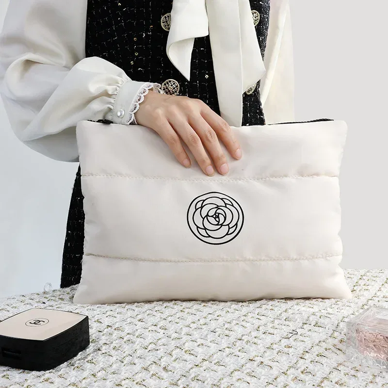 trousse de maquillage de toilette remplie de coton pour femmes, organisateur de maquillage de grande capacité, sacs de rangement de cosmétiques portables, sac de lavage de voyage