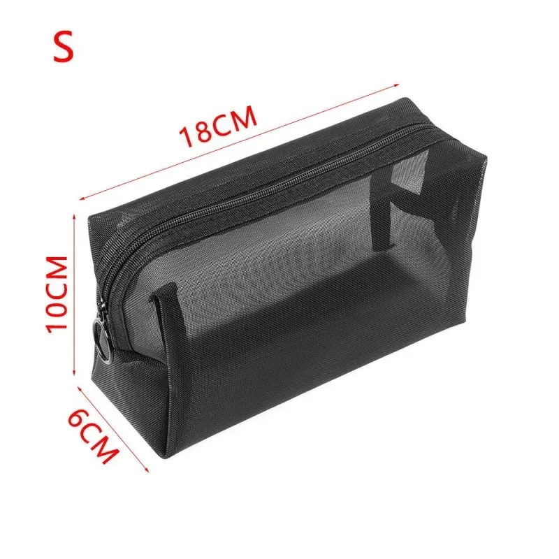 sac de voyage en maille noire pour cosmétiques, trousse de maquillage portable avec fermeture éclair pour femmes, trousse de toilette, organisateur de maquillage, pochette de rangement portable