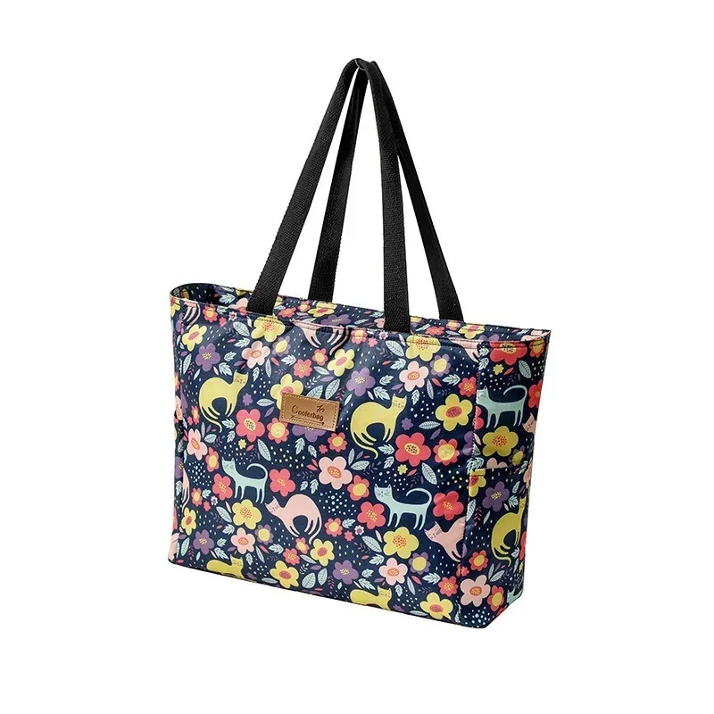 grand sac isolé en tissu oxford noir, sac de voyage épais, grande capacité, portable universel