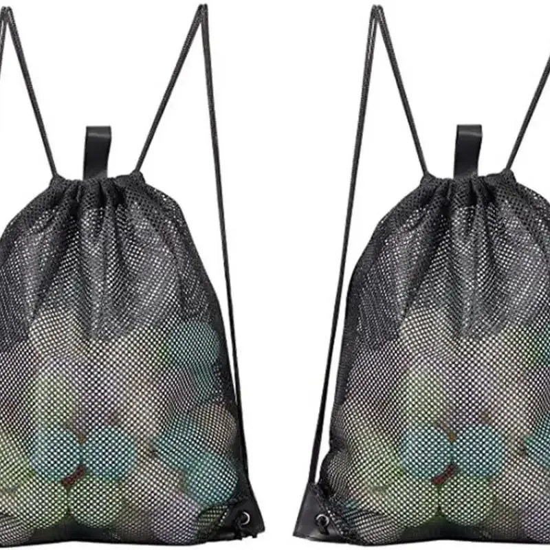 sac à dos en maille avec cordon de serrage, résistant et respirant, noir, pour le football, le basketball, les sports, la gym et les aventures en plein air.