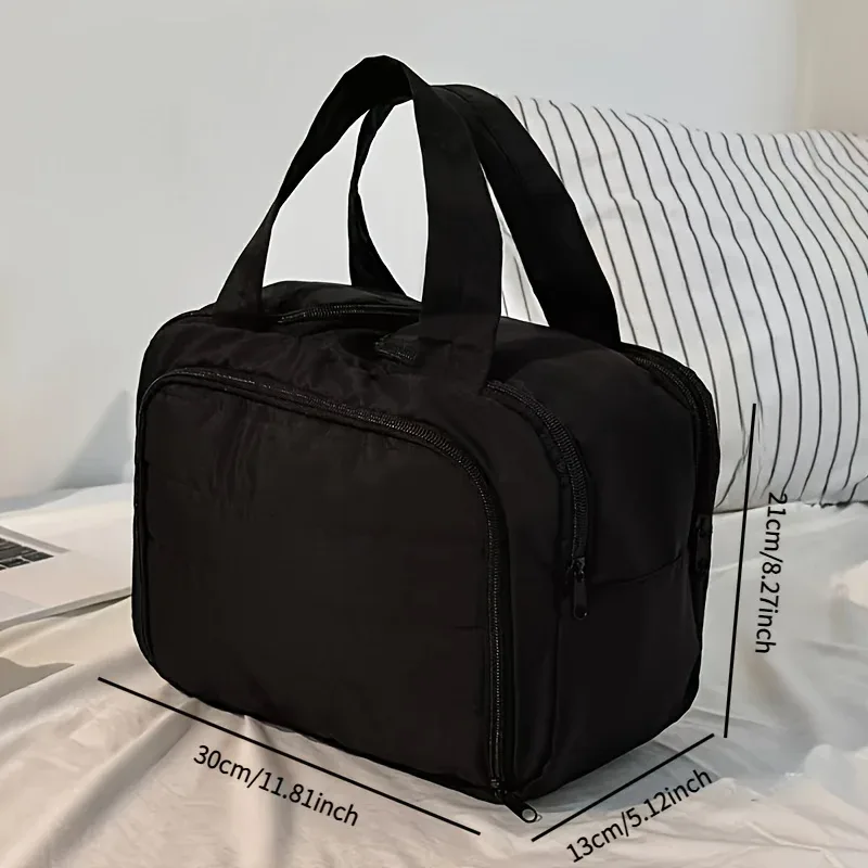 sac de maquillage de voyage grande capacité, organisateur de cosmétiques avec poignée, sac de rangement multi-compartiments pour articles de toilette pour femmes