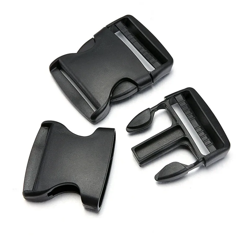 boucles à dégagement rapide 25mm/38mm, clips en plastique réglables pour sangles de sac à dos, paracord noir, équipement de bricolage pour parachute, 2/5/10 pièces
