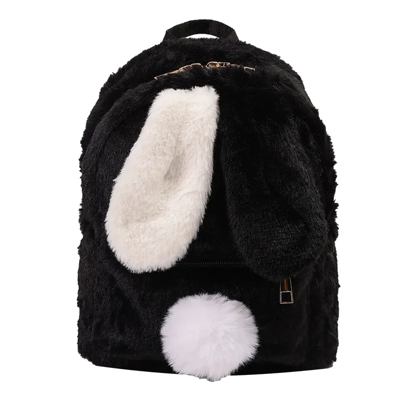 sac à dos en peluche personnalisé pour femmes en automne et en hiver, nouvelles oreilles de lapin mignonnes, sac à dos pour femmes, sac en peluche