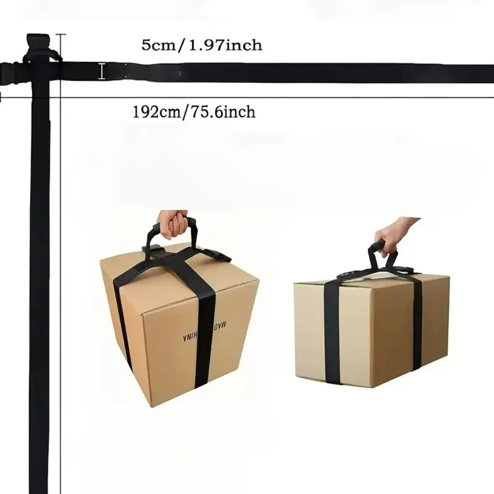 ceinture transport nylon noire boîte carton stabilité bandes latérales usage voyage livres emballage bois