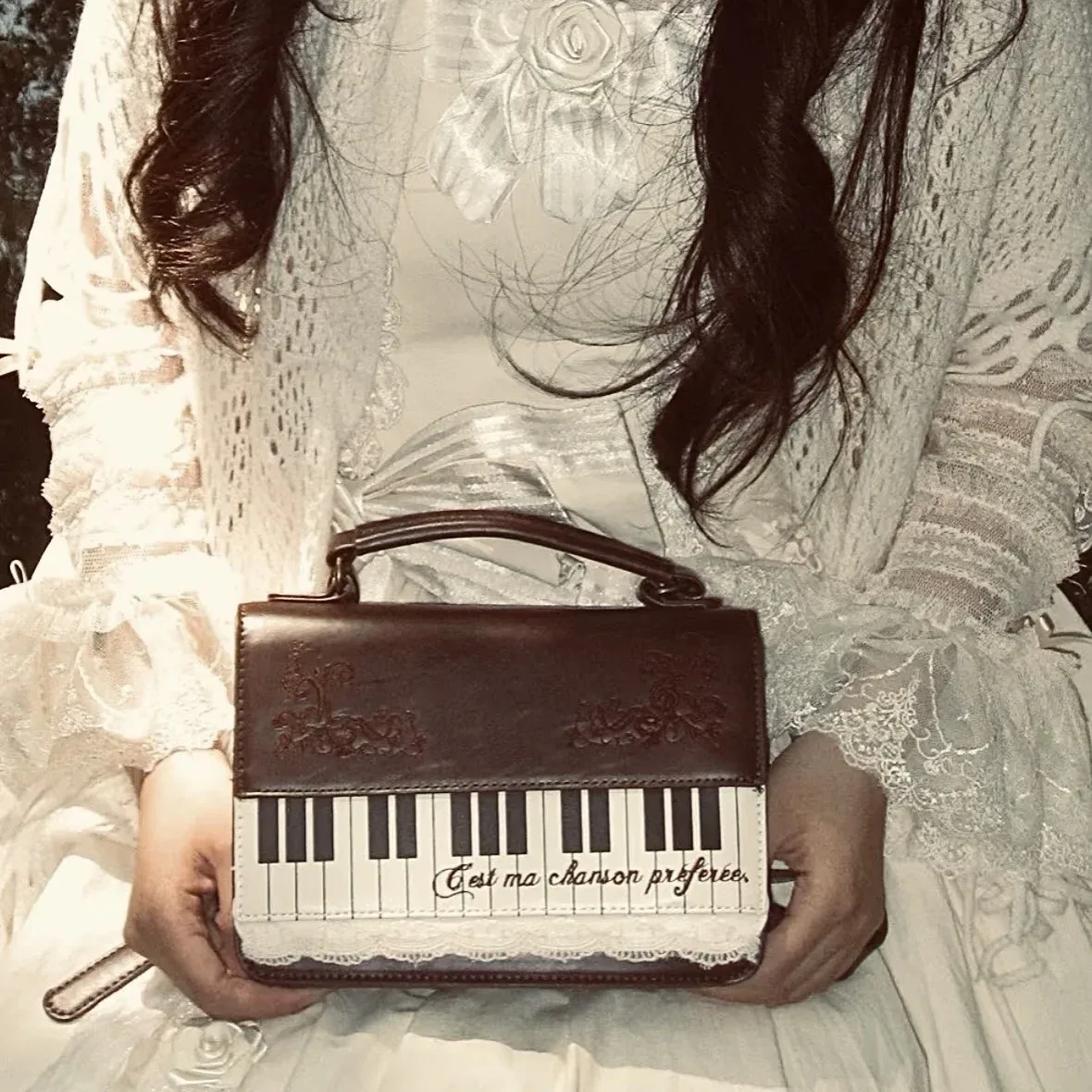 piano marron carré sac de messager sac à dos femmes harajuku vintage poignée sacs à bandoulière dames fée noyau esthétique sac à main 2025