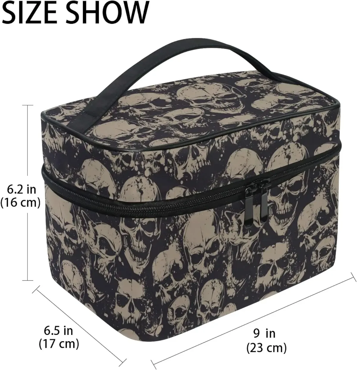trousse de maquillage gothique crânes, sac de rangement de maquillage de voyage, étuis à cosmétiques, trousse de toilette pour filles, femmes et dames