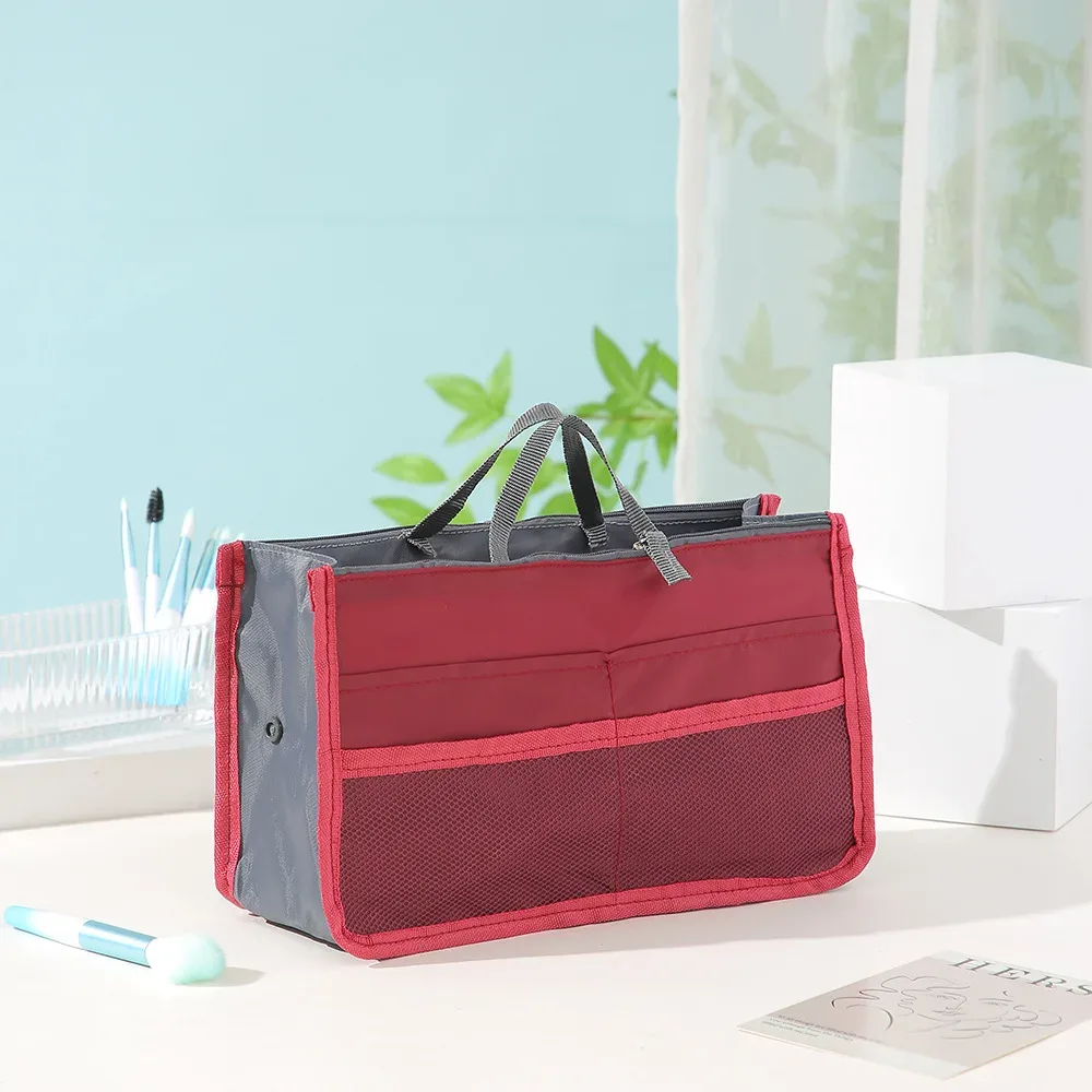 trousse de toilette de voyage multifonctionnelle à double fermeture éclair, grande capacité, organisateur de cosmétiques à plusieurs compartiments, pochette portable