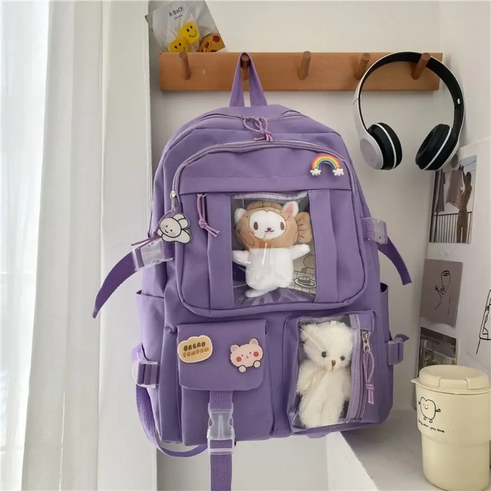 sac à livres simple imperméable en nylon, sac d'école de grande capacité, sac à dos de voyage pour adolescents
