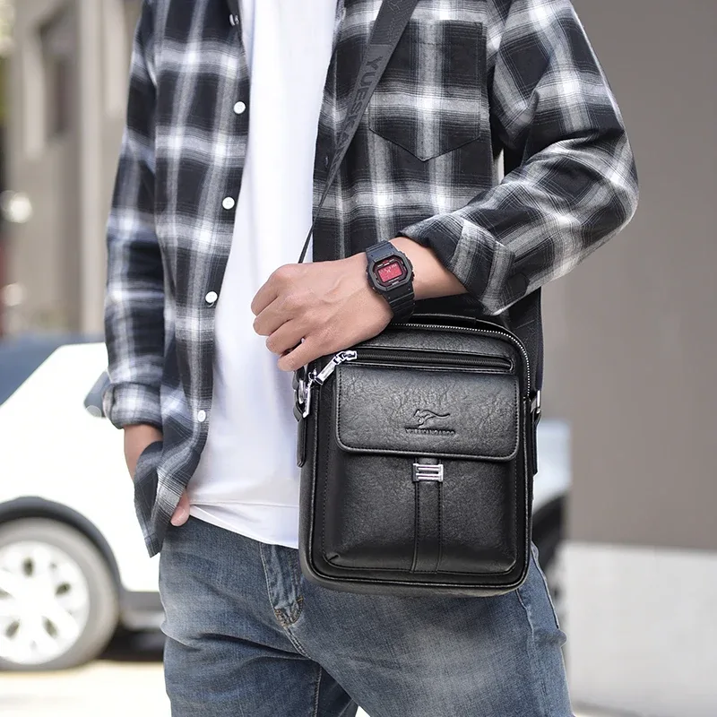 kangourou marque de luxe hommes sac à bandoulière vintage sac de messager en cuir hommes sac à main en cuir fendu sacs à bandoulière pour hommes 2020 nouveau