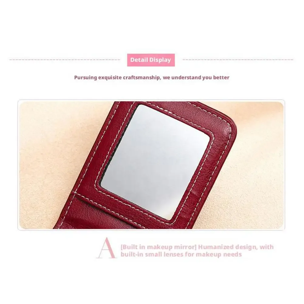 mini sac à rouge à lèvres portable avec miroir, petit sac à cosmétiques avec bouton, mallette de rangement de maquillage pour femmes