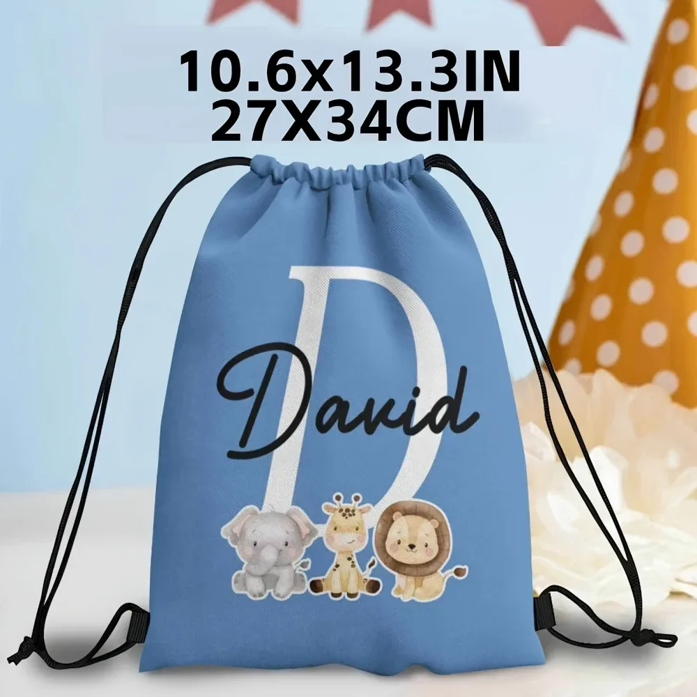 sac à dos personnalisé à cordon de serrage avec nom/texte sur le thème des animaux, 1 pièce, sac de sport léger pour voyage, sac de rangement pour salle de sport