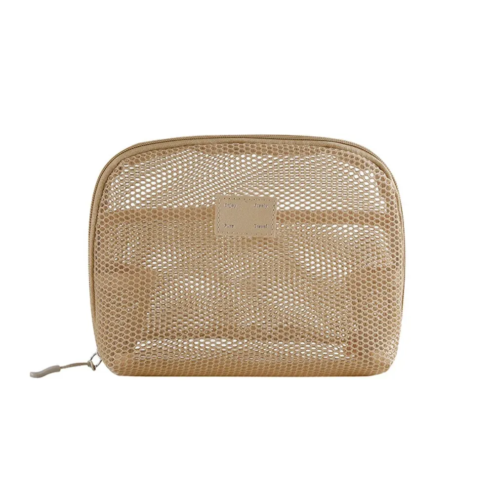 sac à cosmétiques décontracté en nylon, pochette de rangement à fermeture éclair, sacs de maquillage multi-usages en maille pour voyage