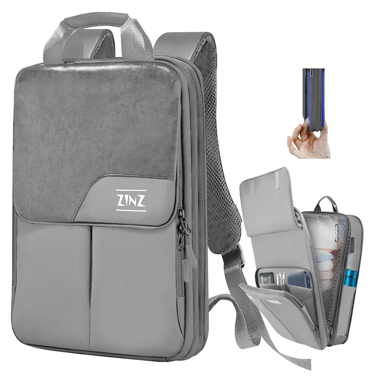 sac à dos extensible mince pour ordinateur portable 15,6-17 pouces, sac à dos de voyage d'affaires étanche à la pluie pour hommes et femmes