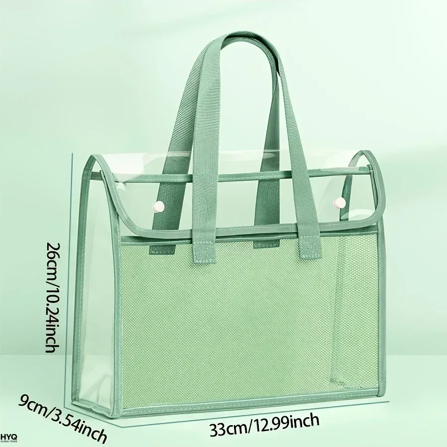 sac fourre-tout transparent pour les examens scolaires, organisateur de documents en pvc transparent, sac à main étanche avec poignées renforcées pour la papeterie