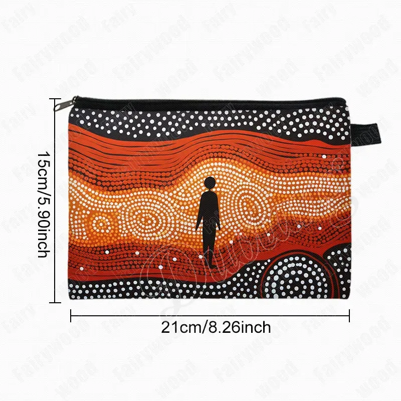 trousse de maquillage à imprimé points aborigènes australiens, sac de rangement pour rouge à lèvres et téléphone, pochette de toilette pour femme, motif culturel indigène