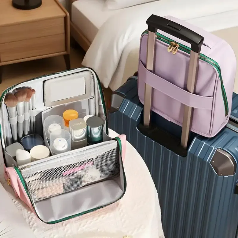 sac à cosmétiques portable de grande capacité, rangement vertical de bureau, sac de rangement multifonctionnel pour cosmétiques, sac de rangement pour stylos et fournitures de bureau
