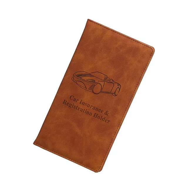 porte-documents de voiture en similicuir de qualité supérieure pour hommes et femmes, organiseur élégant pour ranger de manière sécurisée les papiers d'assurance, la carte grise et les manuels.