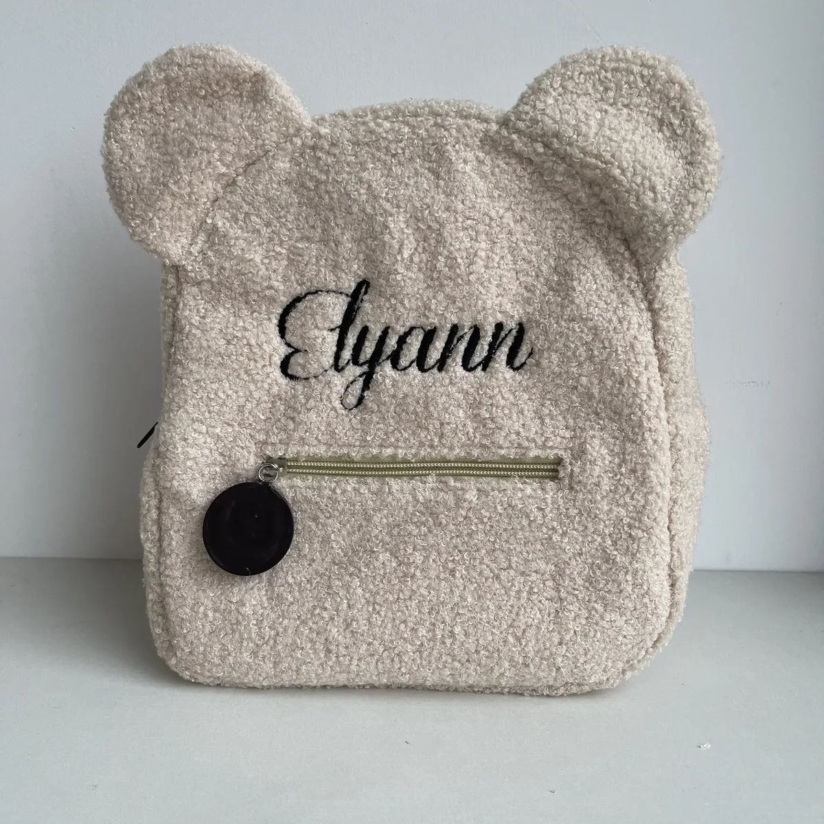 sac à dos en peluche ours personnalisé fait main avec nom, sac de marche, sac de campus, sac à bandoulière brodé pour enfants automne-hiver