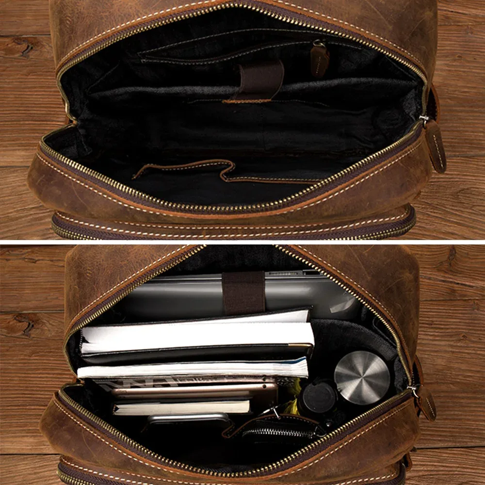 nasva-sac à dos en cuir vintage pour homme, bagage extérieur, cartable décontracté, sac pour ordinateur portable 15.6"