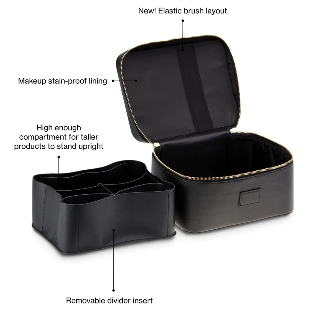 sac à cosmétiques en cuir pu personnalisé avec rangement zoné et grande capacité, trousse de toilette pour l'automne et l'hiver, nouveaux produits