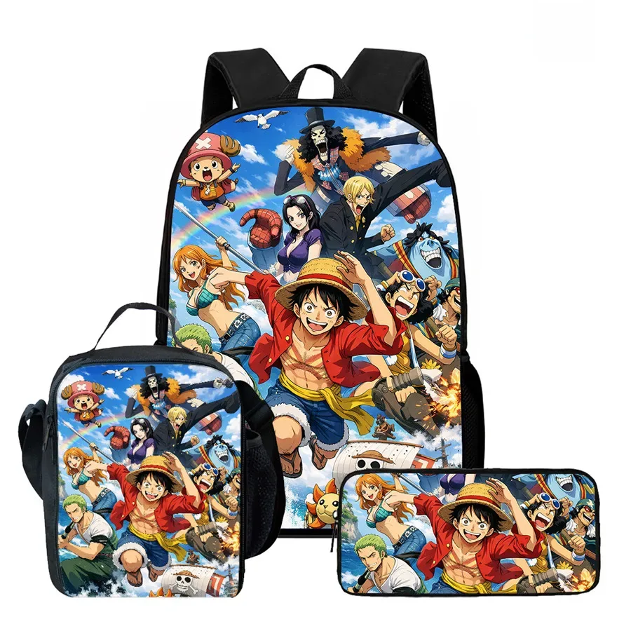 sac dos polyester dessin animé noir motifs personnages animés format 20 35 litres poche ouvrante sangles ajustables usage scolaire voyage