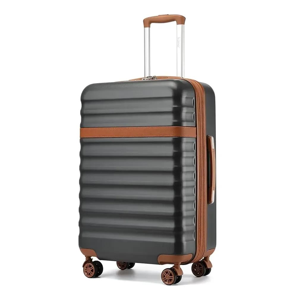 étui rigide kono abs + pc à 4 roues, bagage/valise à main avec chariot à verrouillage tsa (55/65/75 cm)
