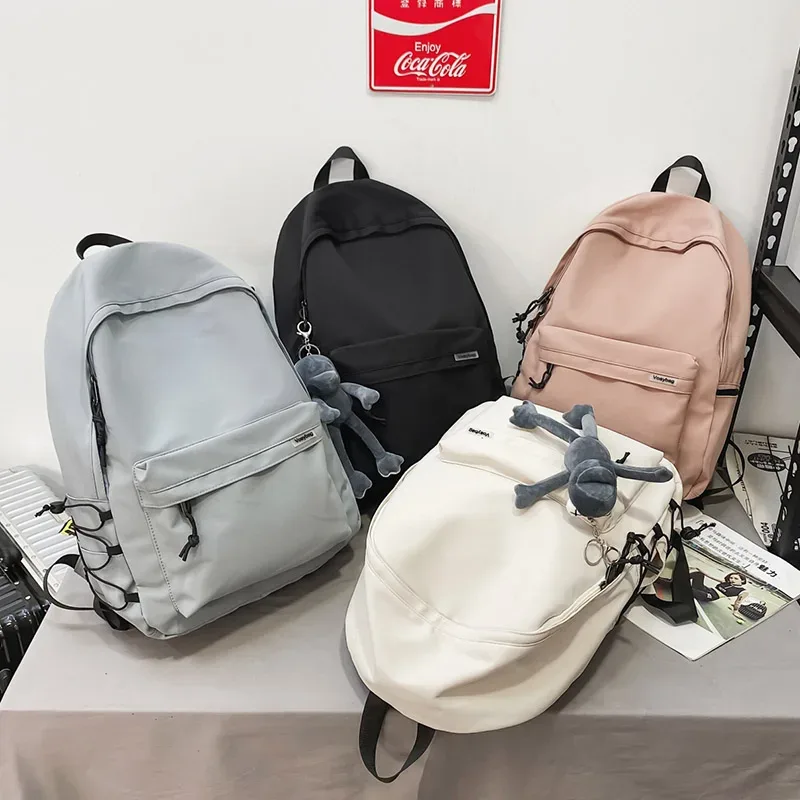 sac à dos pour femmes, couleur unie, grande capacité, décontracté, sac d'école pour étudiants, sac unisexe pour ordinateur portable, nouvelle mode