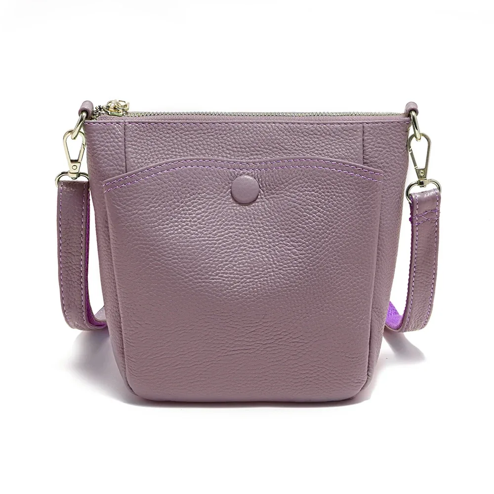 zency laides – petit sac à main en cuir véritable souple pour femmes, sac à bandoulière décontracté, sac seau simple pour téléphone, sacs à main pour femmes, sac gris