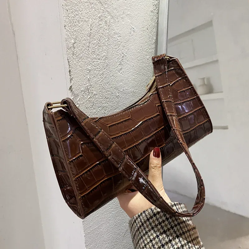sacs à main et bourse rétro motif alligator pour femmes, petits sacs à bandoulière sous les aisselles, pochette fourre-tout en cuir pu de bonne qualité pour dames