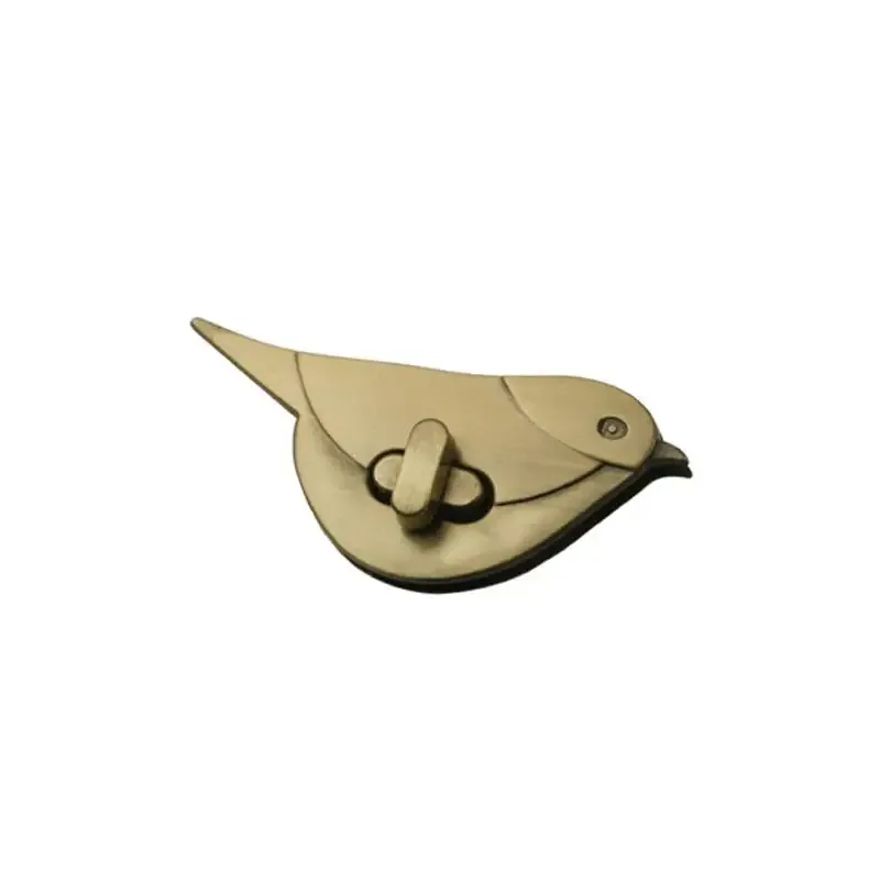 fermoir de sac en métal à verrouillage par torsion, motif chat et oiseau, accessoire de quincaillerie pour la fabrication artisanale de sacs à main en cuir et de sacs bandoulière.