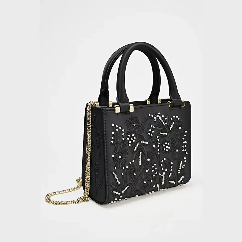 élégant doux perle broderie mode sac à main soie cheongsam soirée pochette chaîne sac à bandoulière urbain minimaliste style fourre-tout chic