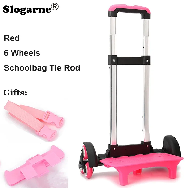sac à dos pour enfants, roues de chariot à tige de traction, accessoires de sac d'école pour enfants, tige de direction, stator pour étudiants, monter les escaliers, 6 roues, pièces de sacs