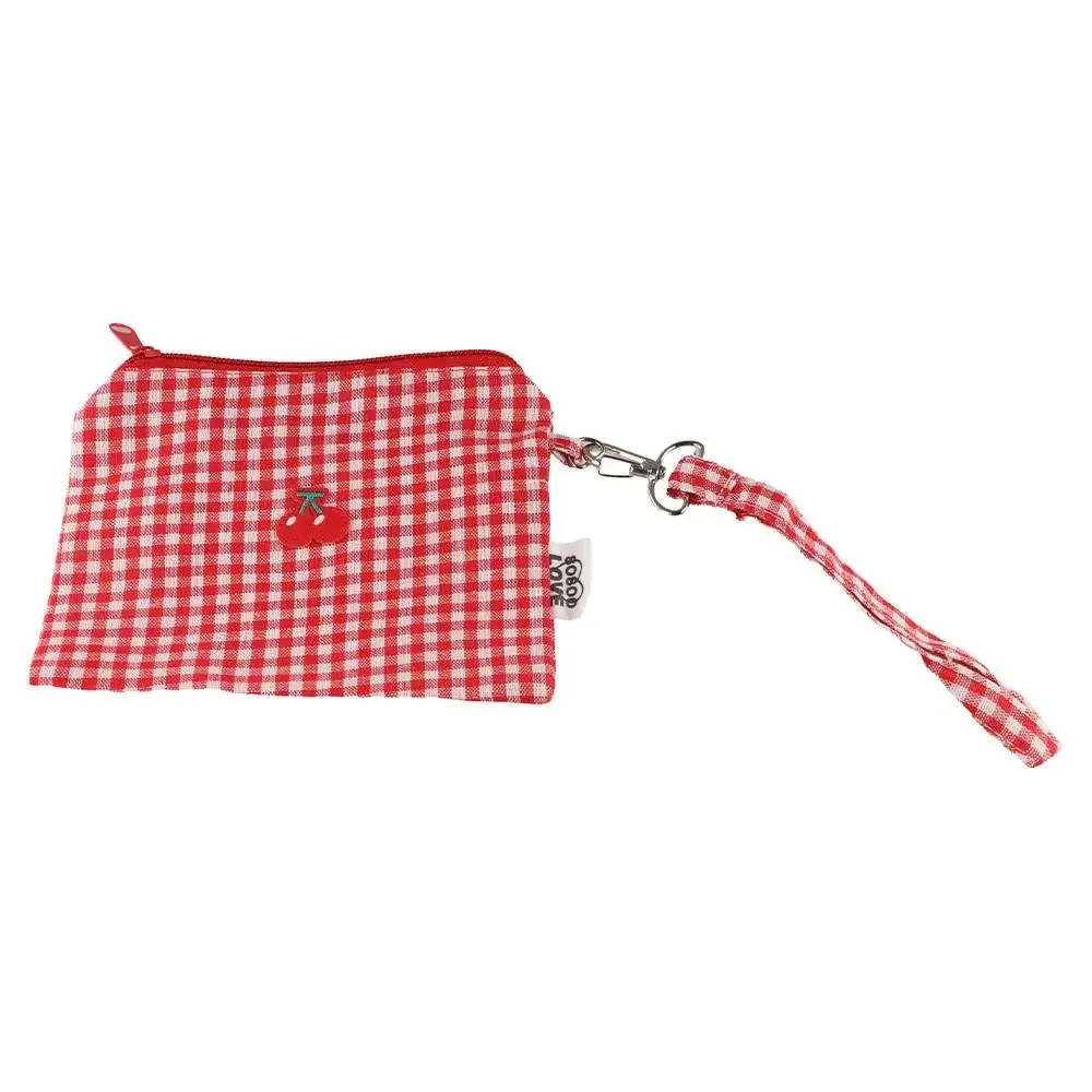 sac cosmétique coréen à motif cerise, grande capacité, organisateur de toilette, sacs de maquillage à carreaux, pochette, sac de papeterie, porte-monnaie en toile pour hommes